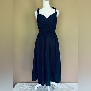 {AVLN Studio} Sleeveless Tie Strap Midi Dress in Black - Womens Small